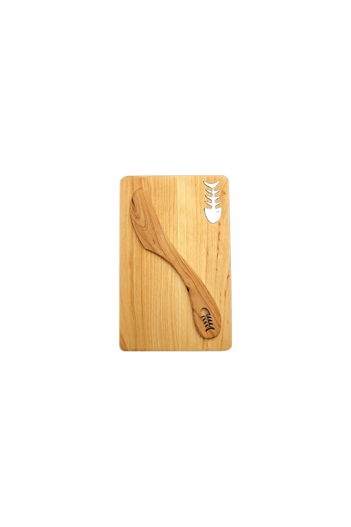 Brotbrett mit Buttermesser aus Erlenholz | 19 x 12 cm | Verschiedene Designs