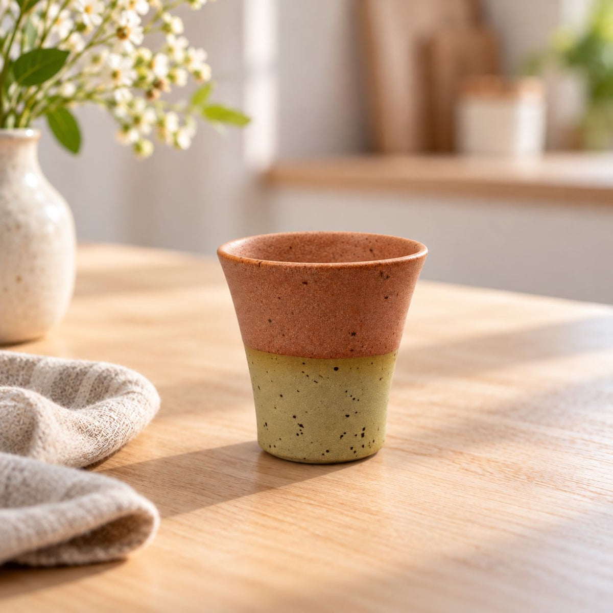 ancoros Design Tasse Altrosa/Natur – handgetöpfertes Steinzeug – 120 ml