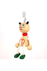 Holzfigur Katze baumelnd