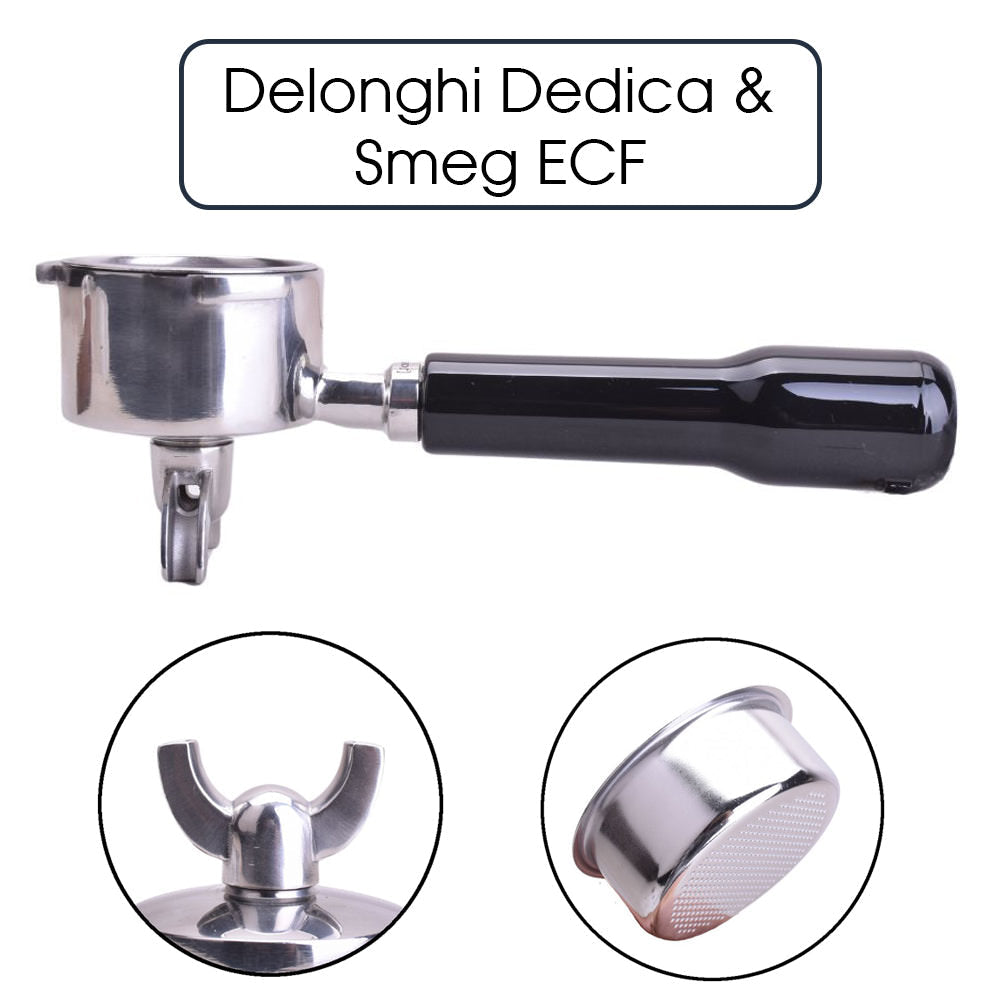 JoeFrex Siebträger für Delonghi Dedica | Doppelauslauf Black