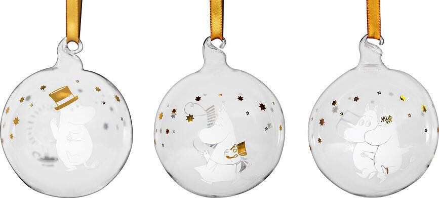 Muurla Moomin Weihnachtskugeln  - Sparkling Stars Xmas Ball - 3er Set