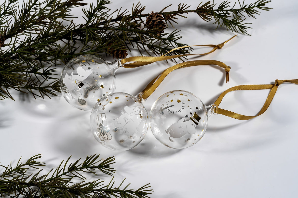 Muurla Moomin Weihnachtskugeln  - Sparkling Stars Xmas Ball - 3er Set